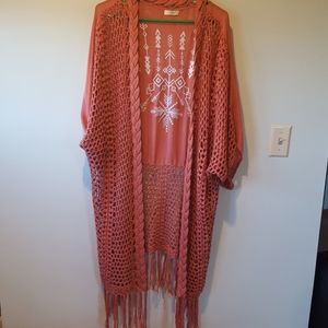 KoriBohoCardiganwithCrochetWeaveSz m/l
